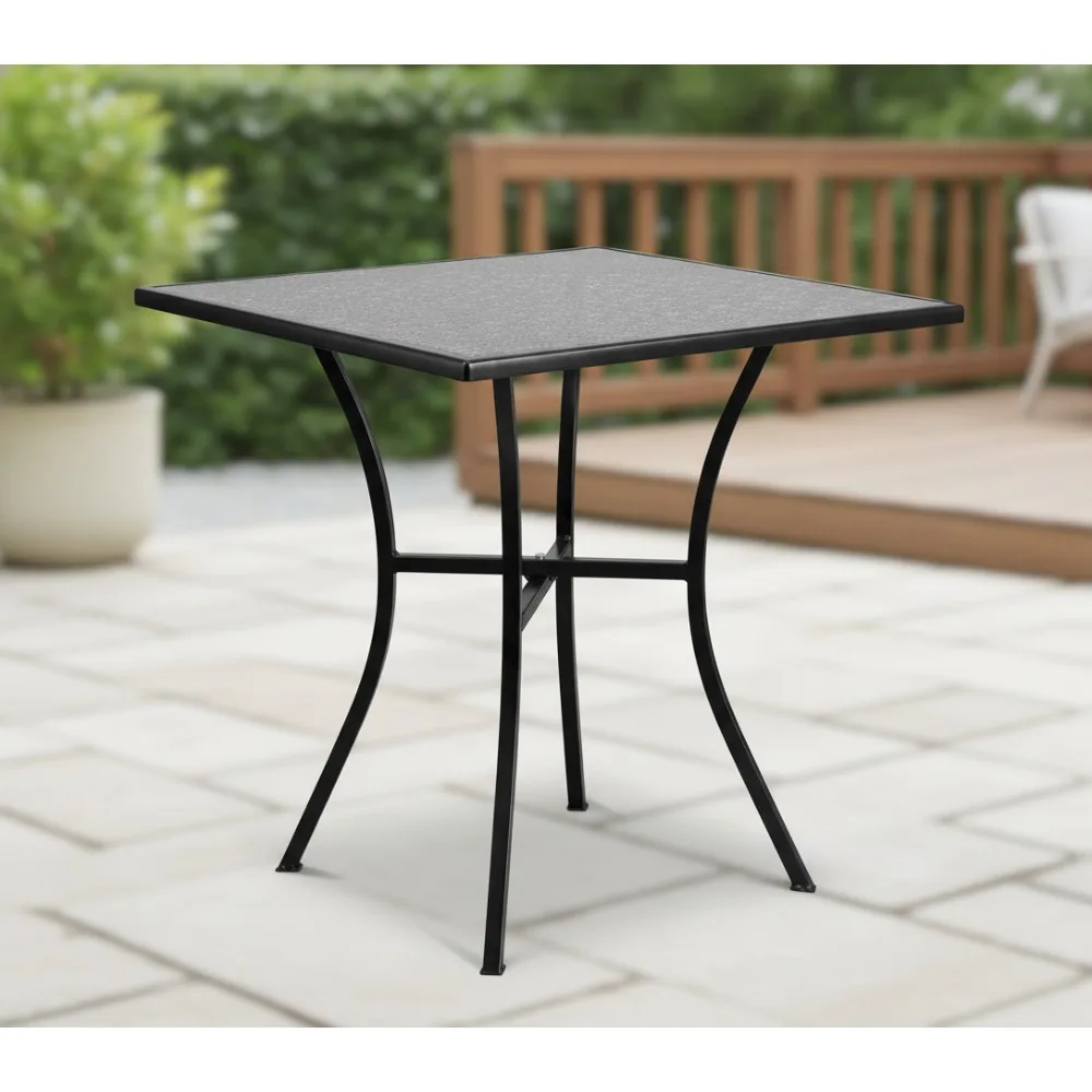 

28-дюймовый квадратный уличный стол для патио, современный стальной обеденный стол с цветочным дизайном дождя для коммерческого и домашнего использования