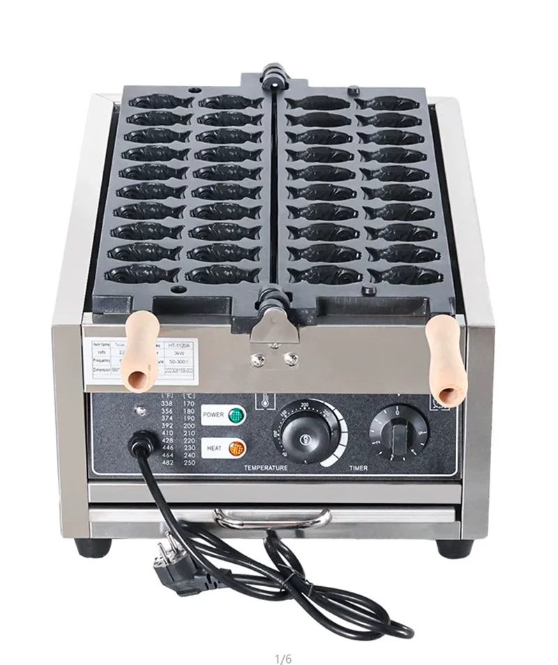 20Pcs Electric 110V 220V Non-stick Stainless Steel Janapese Fish Cake Taiyaki Waffle Maker Mini Fishes Shape Waflle Machine