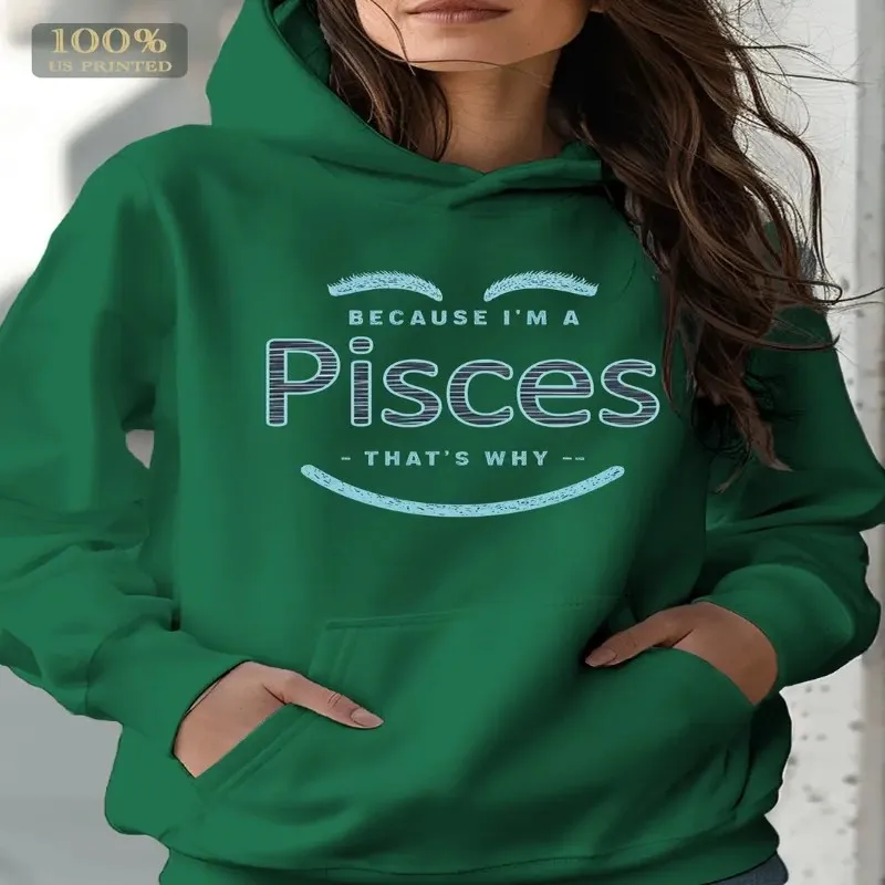 

Autumn Winter Oversize Sweatshirt Female Women Plus Size Clothes Big Smile Art Graphic Design Pisces Text Pure Cotton Fabric Y2k