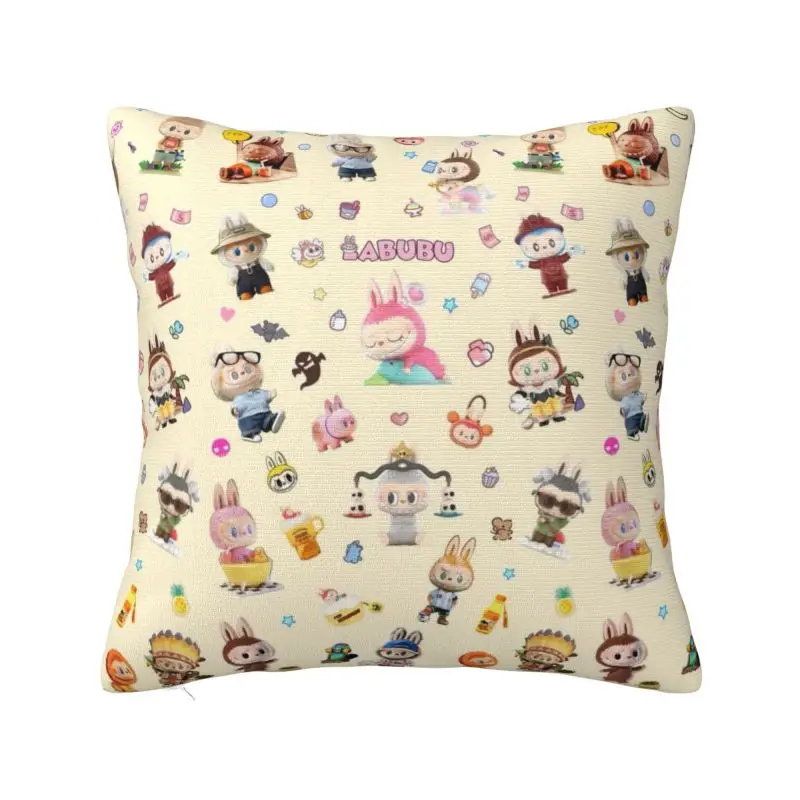 Custom Labubues Anime Cartoon Cushion Covers Sofa Home Decor Square Pillow Cover