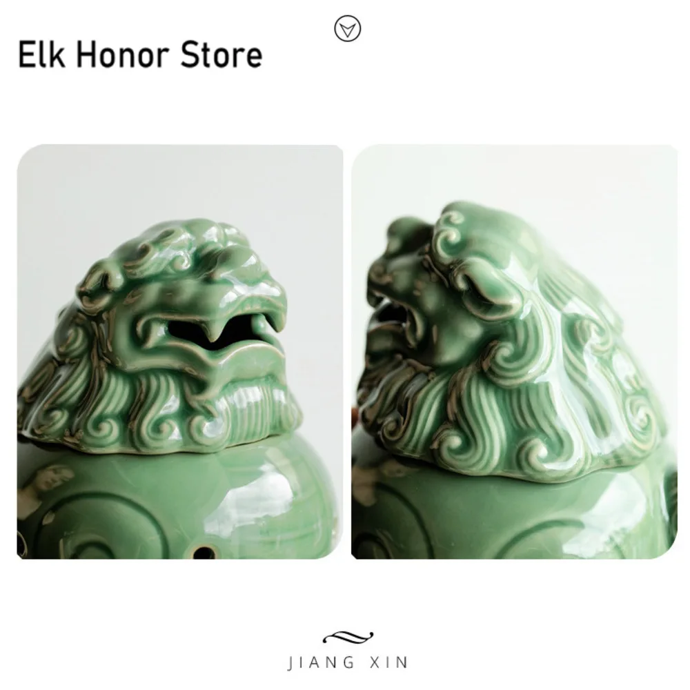 Retro Yue Kiln Celadon Incense Holder Creative Lion Dargon Stand for Incense Household Smell Distributor Aromatherapy Furnace