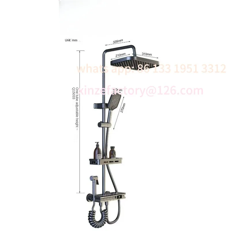 

Customizable Thermostatic shower head set, home piano button, pressurized shower head, digital display, brass material