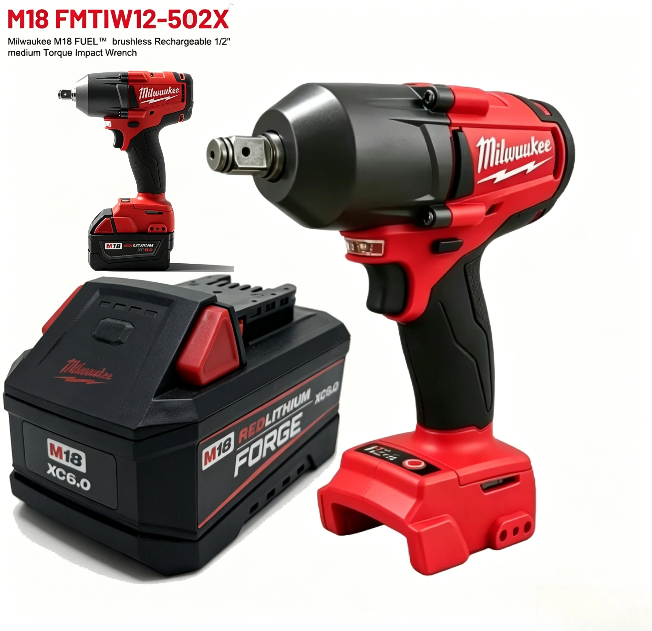 

Original M18 FORGE XC6.0Ah 18V RED LITHIUM Battery for Milwaukee M18 Tools, Built for High-Torque and Continuous Operation