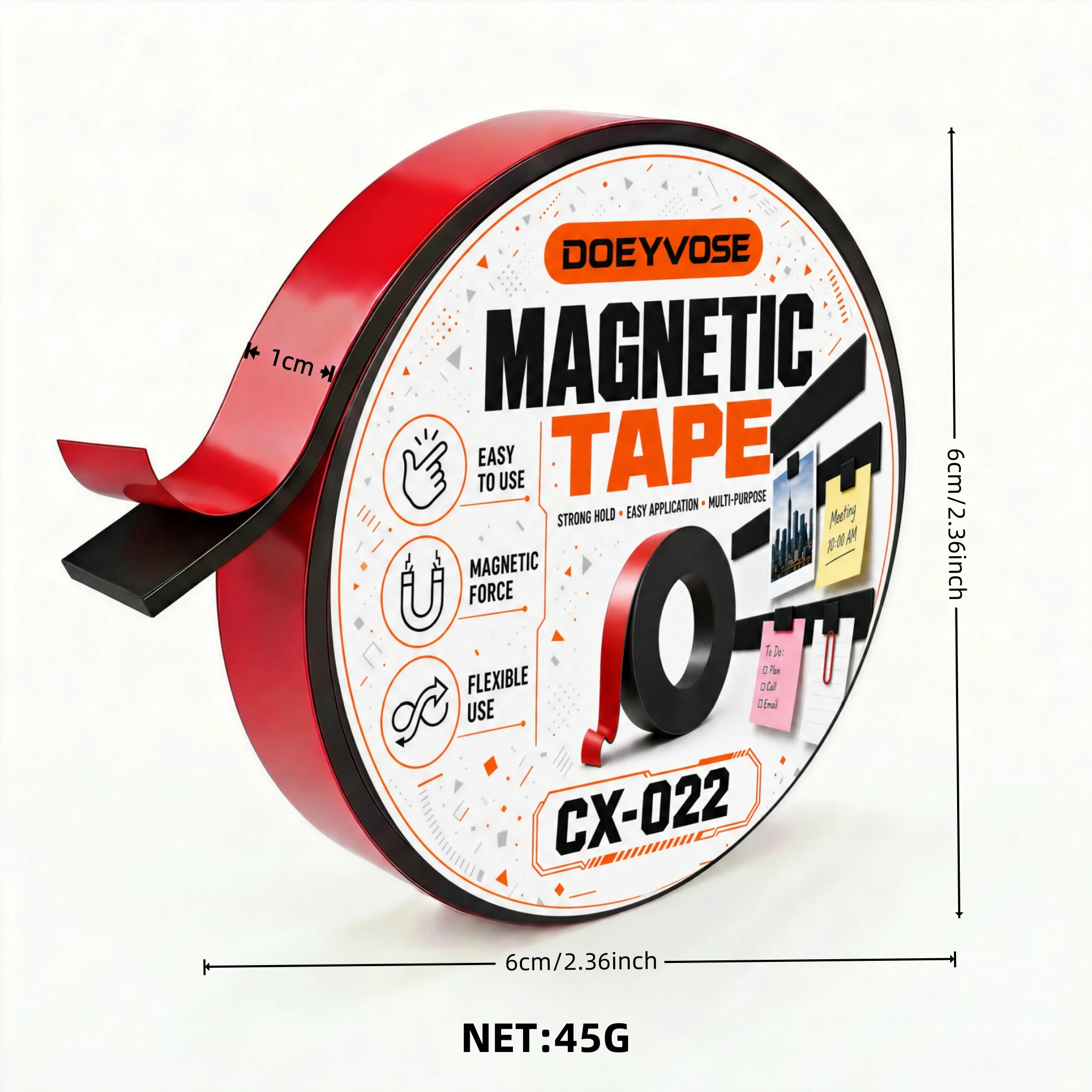 1M Self-Stick Magnetic Strip 1cm Width 1mm Thick Rubber Magnet Tape
