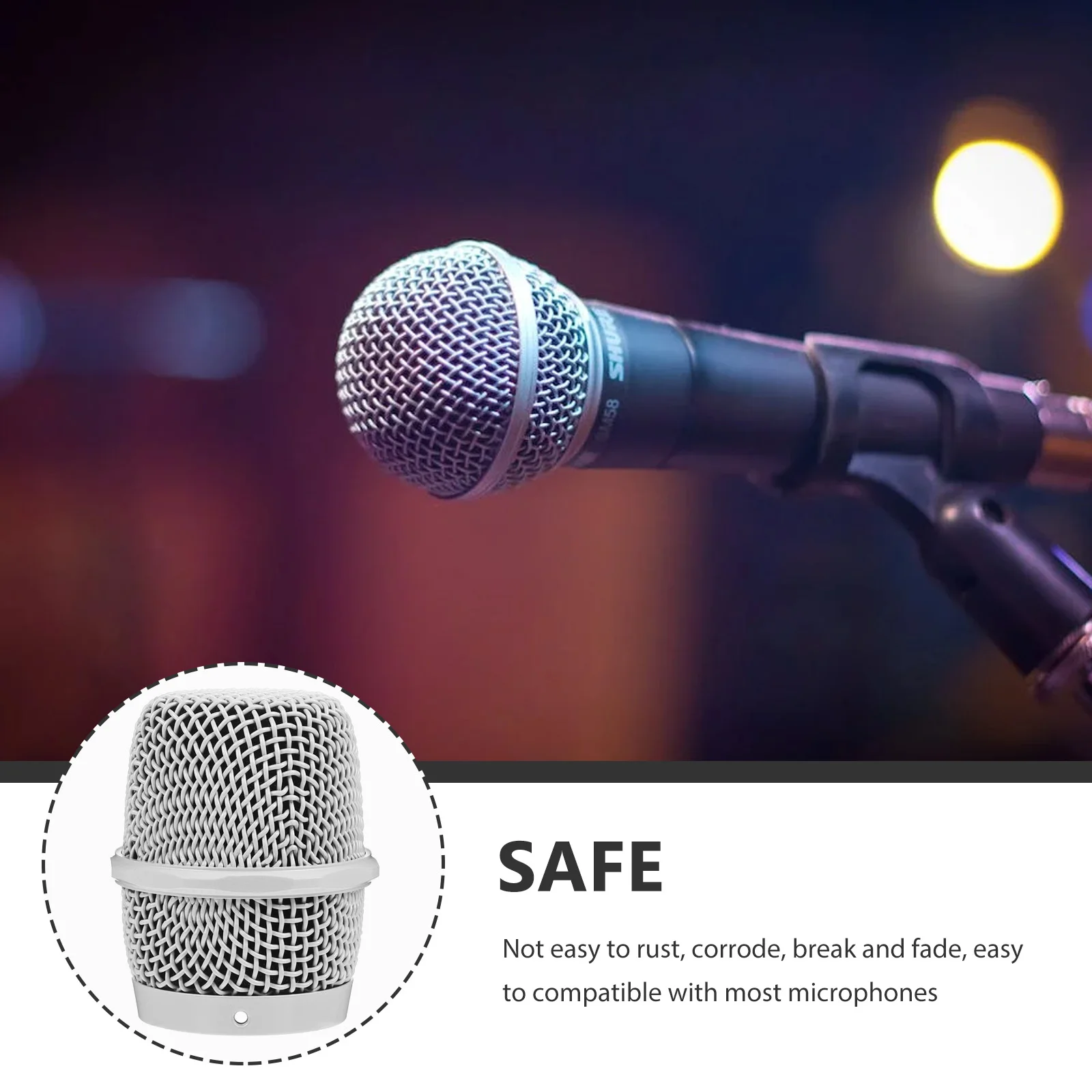 

Wireless Microphone Steel Mesh Grille Replacement Parts Detachable Ball Head Cover Metal Mic Accessories Compatible Most