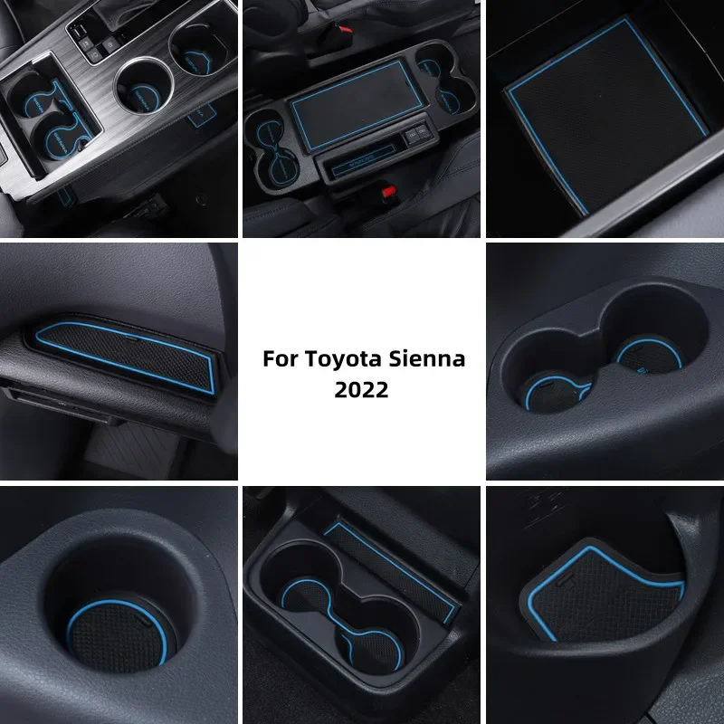 Piece 27 Car Anti Slip Mats Door Slot Mats Door Slot Mats Silicone Dustproof Cup Holder Insert Coast for Toyota Sienna 2021 2022