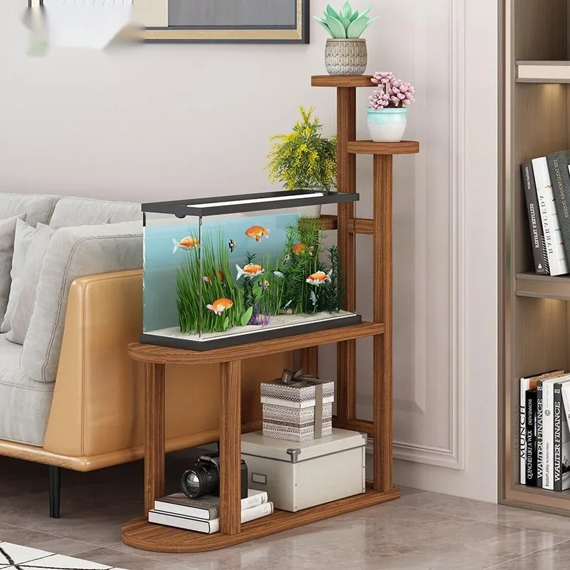 Solid Wood Plant StandIndoor Balcony Storage RackMulti-function Fish Tank Succulent ShelvesLiving Room Organizer New Arrivals