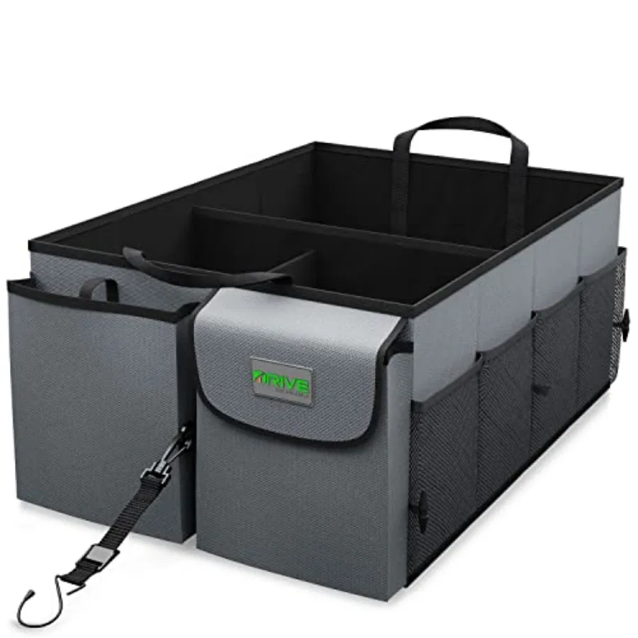 

Car Trunk Organizer - Collapsible, Multi-Compartment Automotive SUV Car Organizer for Storage w/Adjustable Straps - Truck and C