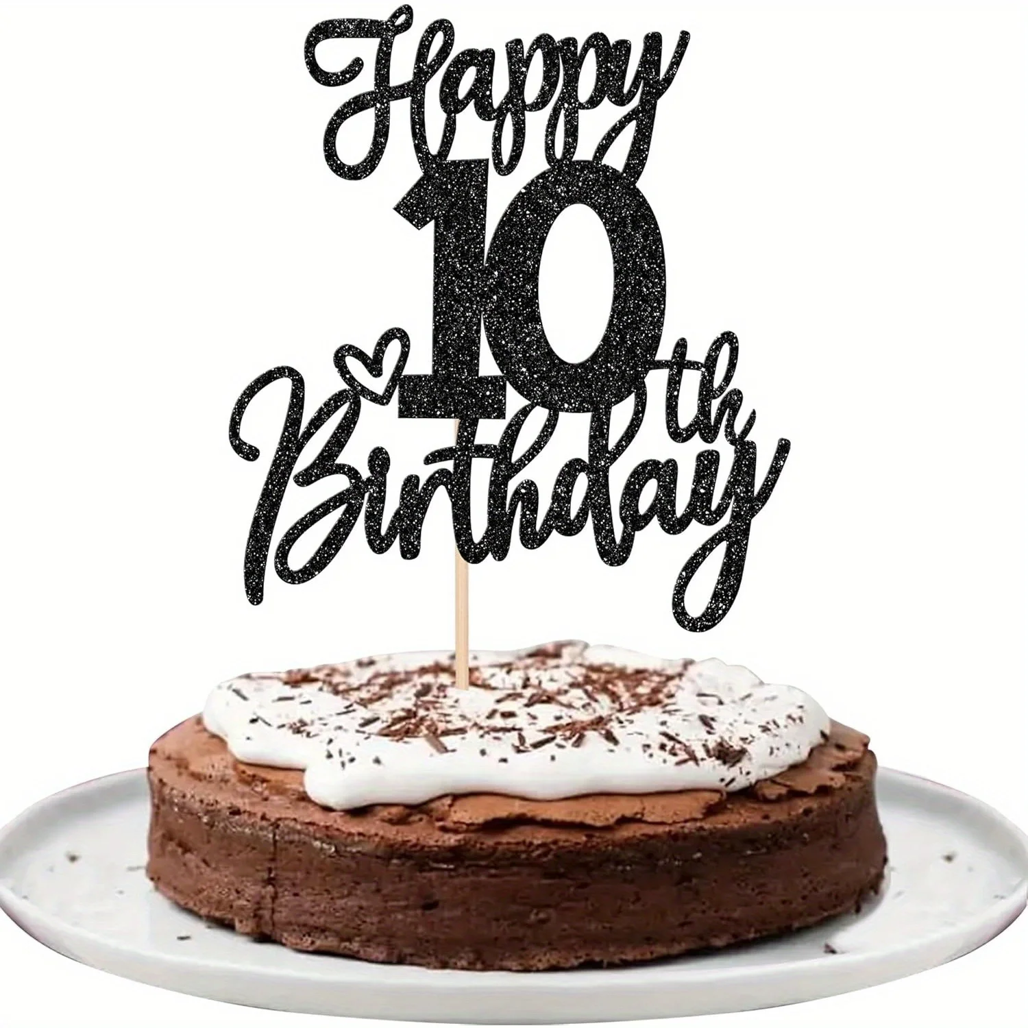 1 Stück schwarzer cooler Tortenaufsatz zum 10. Geburtstag – tolle 10 zehn Hallo 10-Kuchendekoration für Kinderpartys, Halloween, Thanksgiving – Detail 8