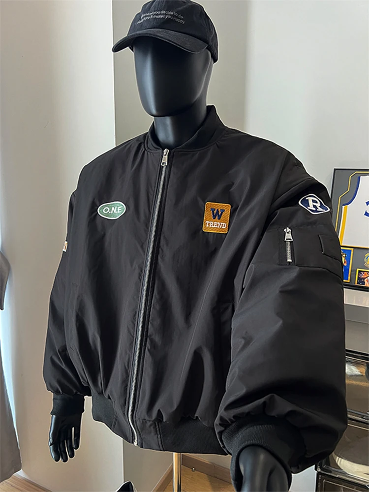 

Мужская хлопковая куртка-пилот в американском стиле, утепленная, с хлопковой подкладкой, зимняя, теплая, в стиле хип-хоп, мотоциклетная, бейсбольная куртка на молнии