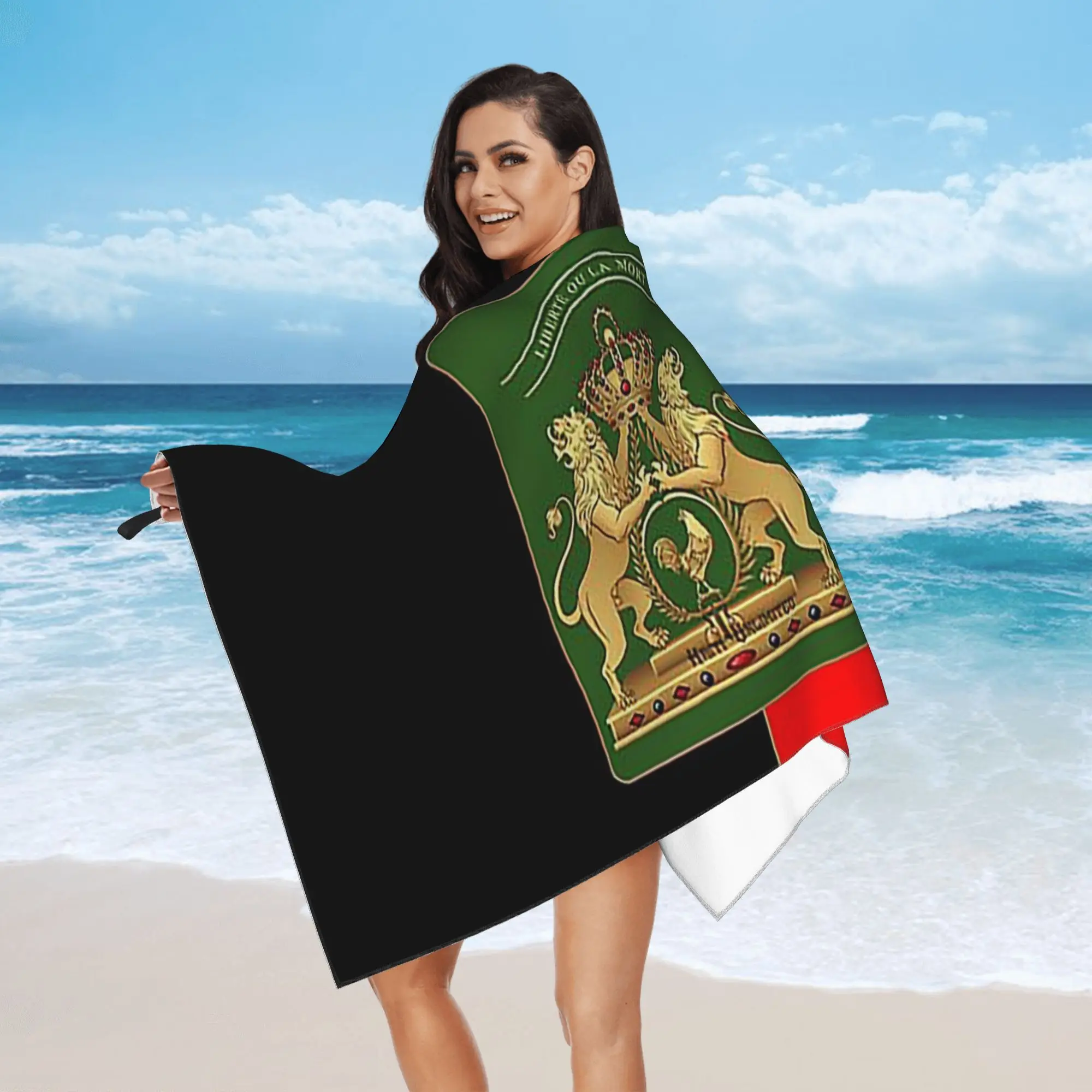 Haitian Independence Flag Beach Towel Soft Microfiber Quick Dry Absorbent Quick Towels For Yoga
