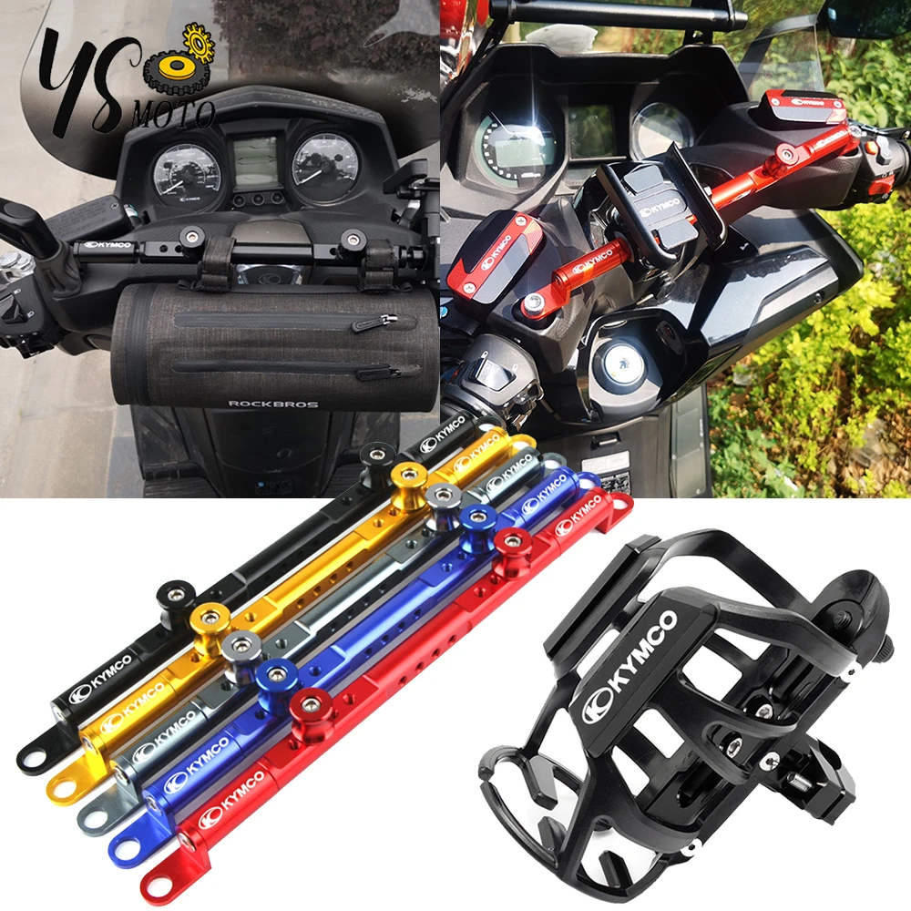 

For KYMCO XCITING 250 300 400 400S 500 K-XCT 300 Downtown 300i 350i Motorcycle Steering Damper Balance Lever & Drink Cup Holder