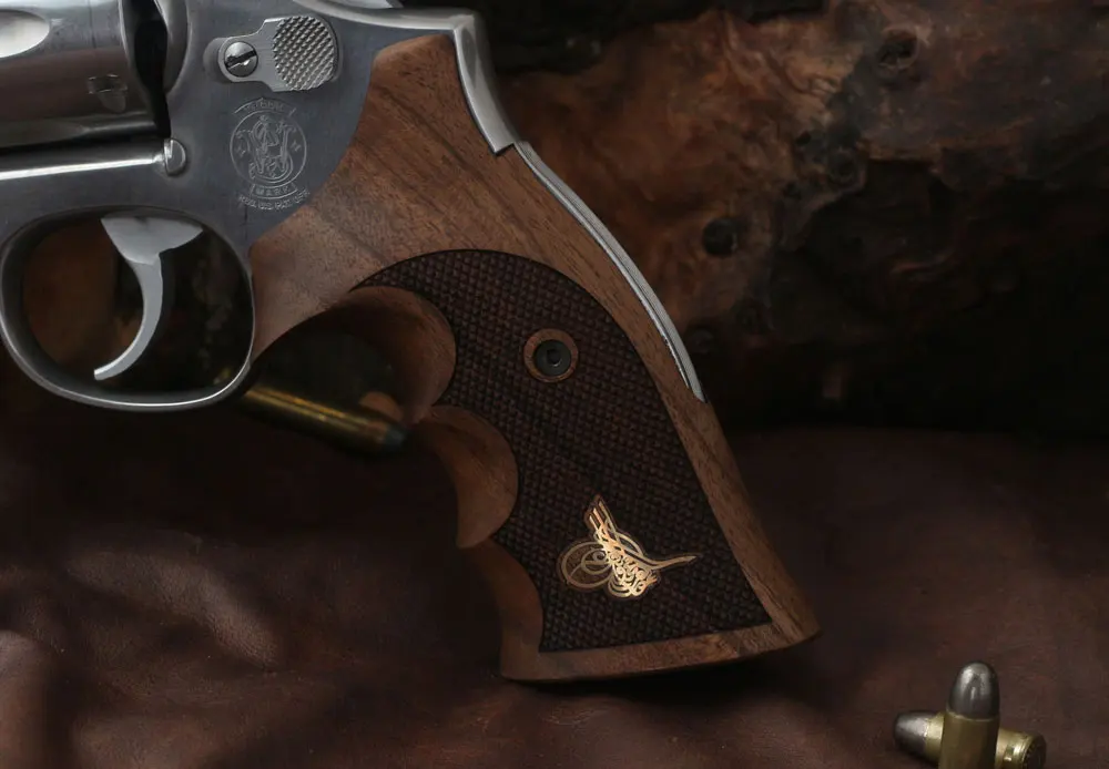 KSD Brand Smith Wesson K/L - Frame Square Butt Compatible Walnut Grips