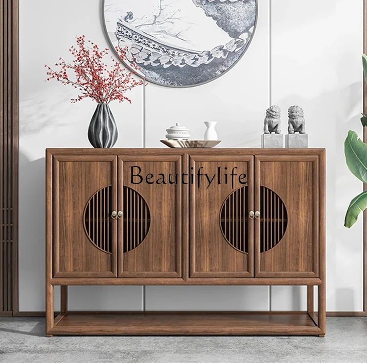 

S New Chinese Style Solid Wood Chest of Drawers Wall Simple Low Table Locker