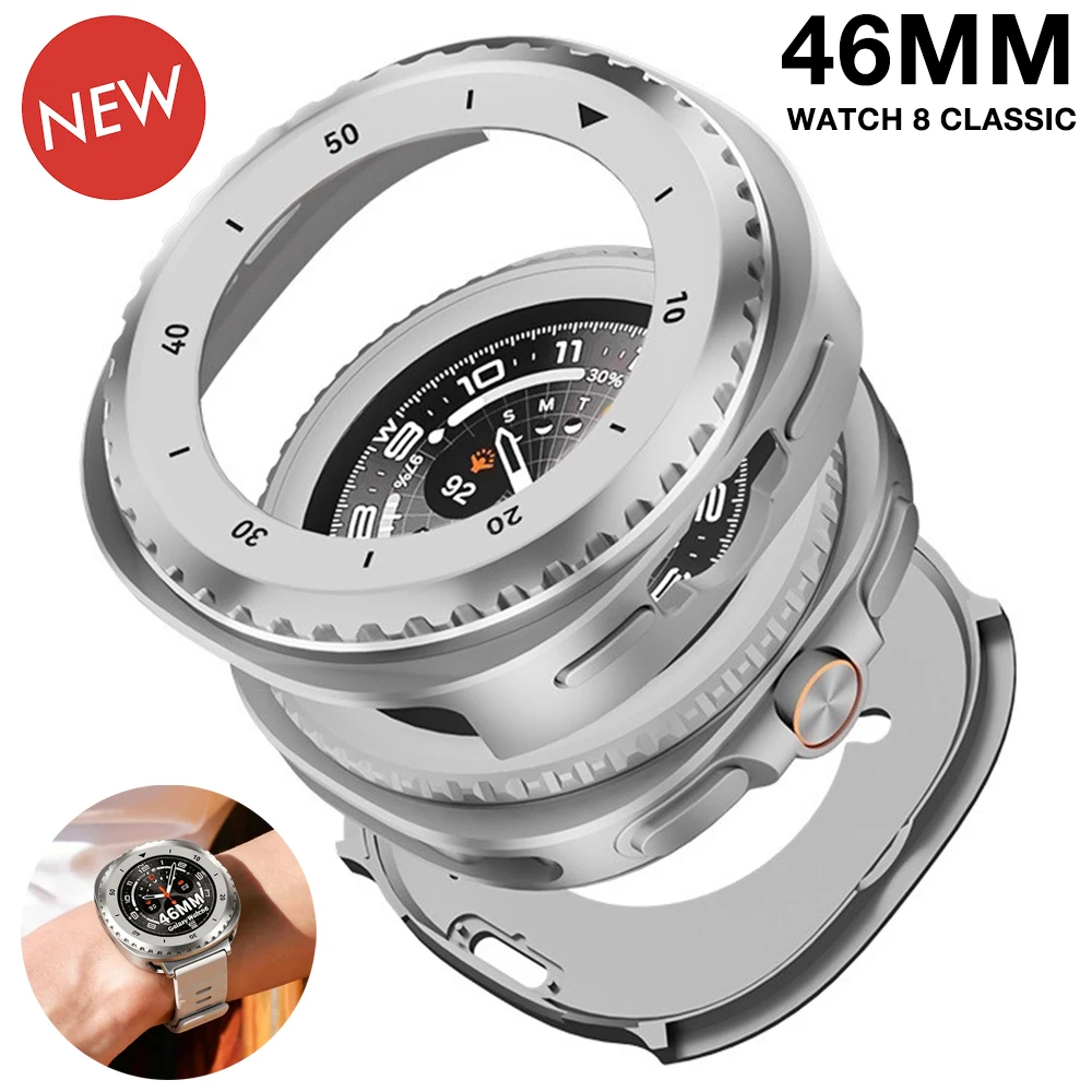 Aluminium Alloy+PC Case for Samsung Galaxy watch 8 classic Cover bumper screen for galaxy watch 8 classic 46mm shell No Glass