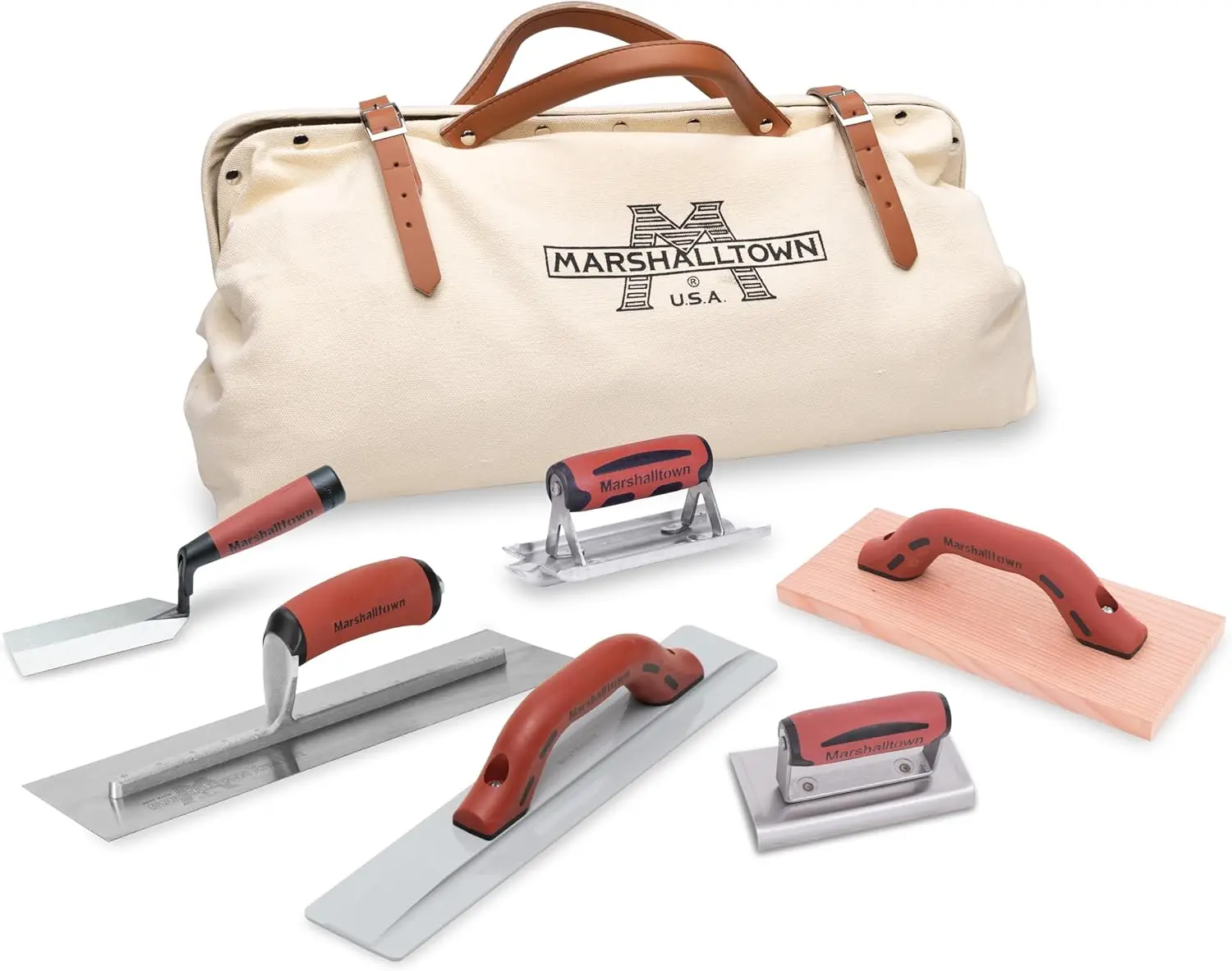 Marshalltown Concrete Apprentice Tool Kit In Canvas Bag, Includes 6 Concrete Tools, Finishing Trowel, Hand Float, Groover,