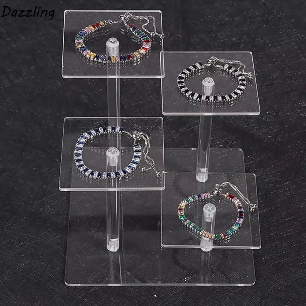 

Removable 4 Layers Display Stand Multi Layer Dust Proof Square Transparent Jewelry Holder Portable Multi-functional