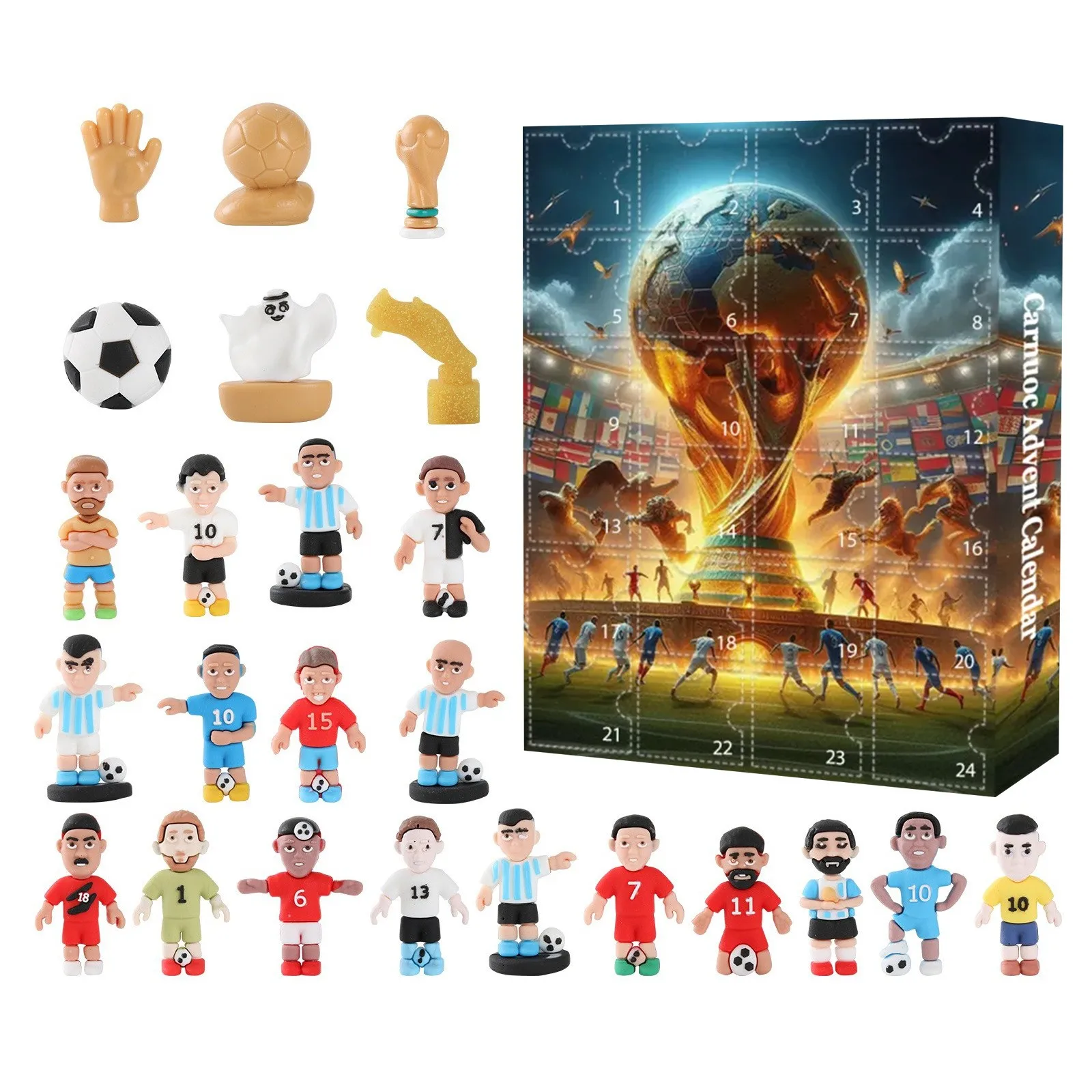 2024 Conto alla rovescia Calendario dell'Avvento Kit da calcio 24 giorni Calendari dell'Avvento da costruzione Bomboniere per calcio Scatola per tende sportive Regalo di Natale