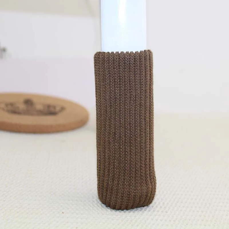 Solid Color Simple Double-layer Knitted Thick Cover Chair Table Scratch Resistant Knitted Anti Slip Foot Cover Protective Cover
