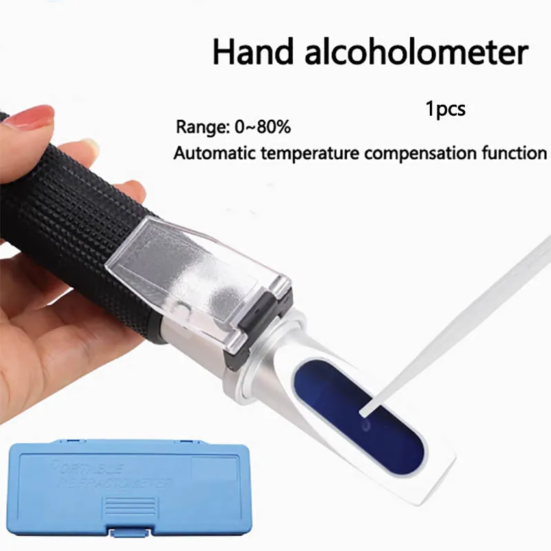 Alcohol meter Handheld 0-80% refractometer Alcohol meter Ethanol alcohol concentration measuring instrument Refractometer