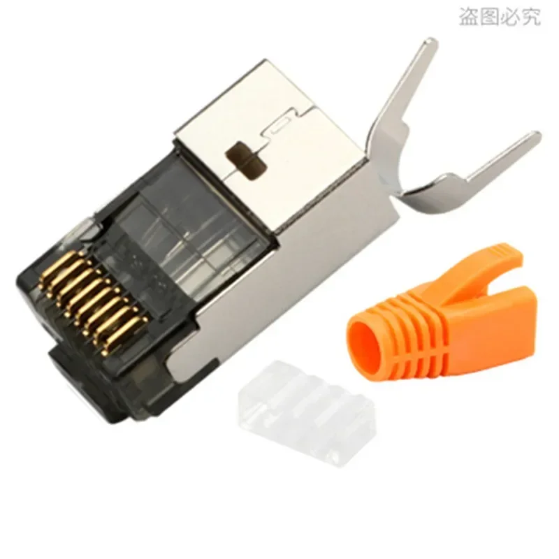 Cat7 RJ45 Connector CAT 7 Plug RJ 45 8p8c Shield Modular Crystal Head 10G Gold Plated 50U 1.5mm Wire Hole With Multi-Color Boot