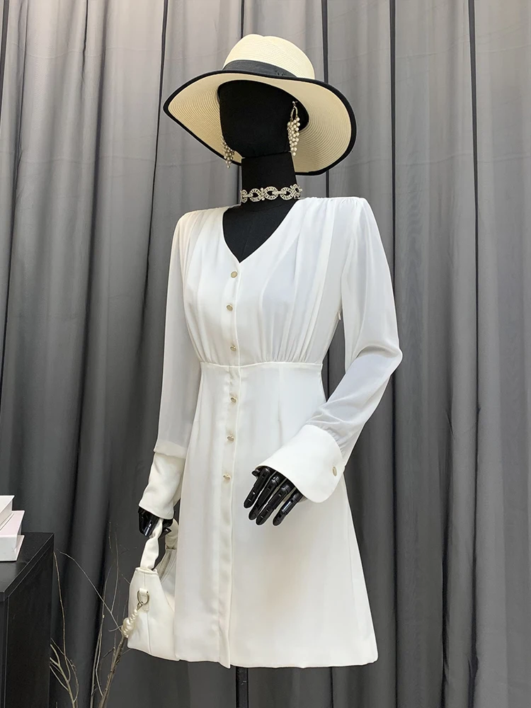 

Ele Slimming Long Sve Waist Cinched Korean Sle Dr Perno Polka Dot ort Dr Summer New Arrival Commute