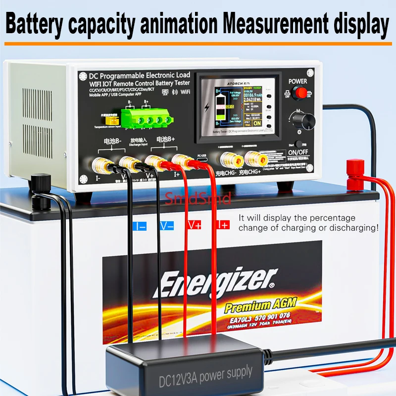 600W WiFi Tuya 200V 50A DC Electronic Load USB Tester High-Accuracy Resolution Battary Capacity Monitor Charging Discharge Tools