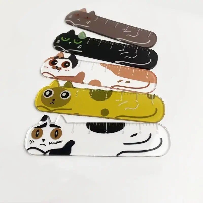 NEW Cartoon Animal Cat Dog Ruler Mini 5cm Portable Stationery Ruler Pendant Backpack Charm Student Prize Student Reward Gifts