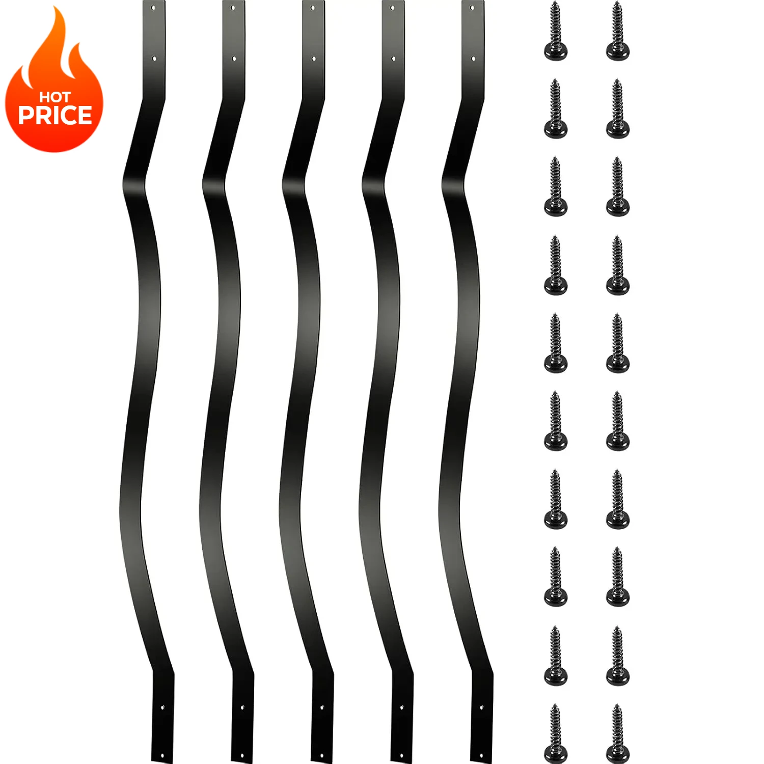 

Металлические шпиндели для палубы размером 32,25 x 1 дюйм, 61-упаковка лестничных балясин с винтами, перила для палубы из алюминиевого сплава для дерева и композитной палубы