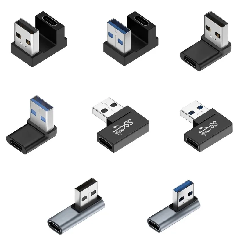 1/2pcs USB 3.0 Male to Type C Female Adapter Extension 90 Degree Right Angle Extender