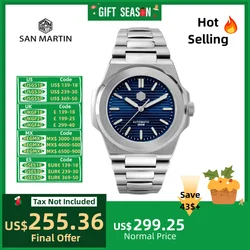 San Martin Diver Watch Men Retro Luxury Sapphire 20Bar Waterproof BGW-9 Luminous Мужские Aвтоматические Mеханические часы SN0076