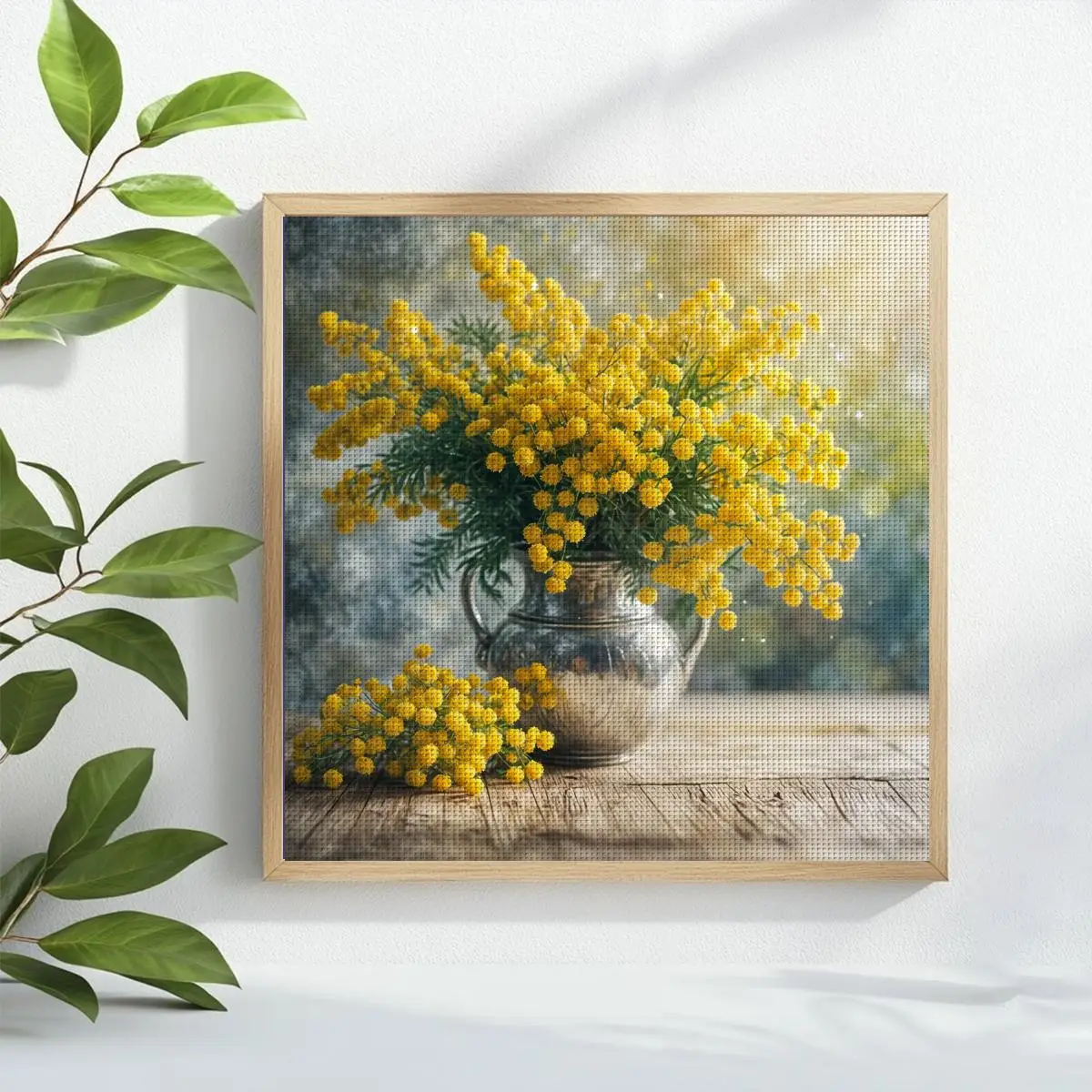 1 Stück 30x30 cm/11,8 Zoll Gelbe Blumen Gestempeltes Kreuzstich-Set DIY-Set 11/14/16CT DIY-Stickset DIY-Kreuzstich-Set – Detail 2