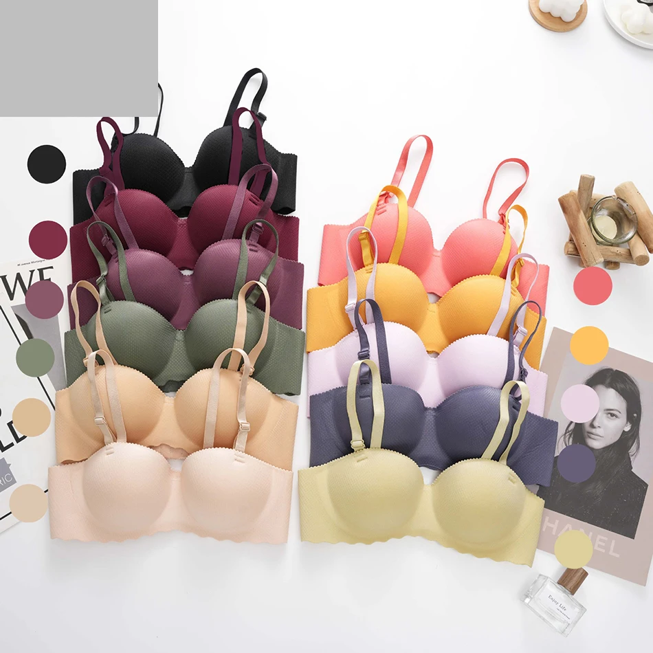 Comfortable Seamless Women Bra Breathable Solid Color Underwear Fashion Personality Removable Shoulder StrapTraining Bras