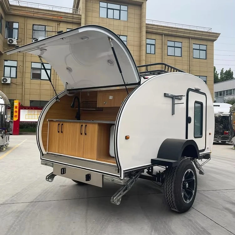 

Fiberglass Offroad Teardrop Trailer Customized Mini Camper RV Caravan All-terrain for Camping Travelers Outdoor Adventure