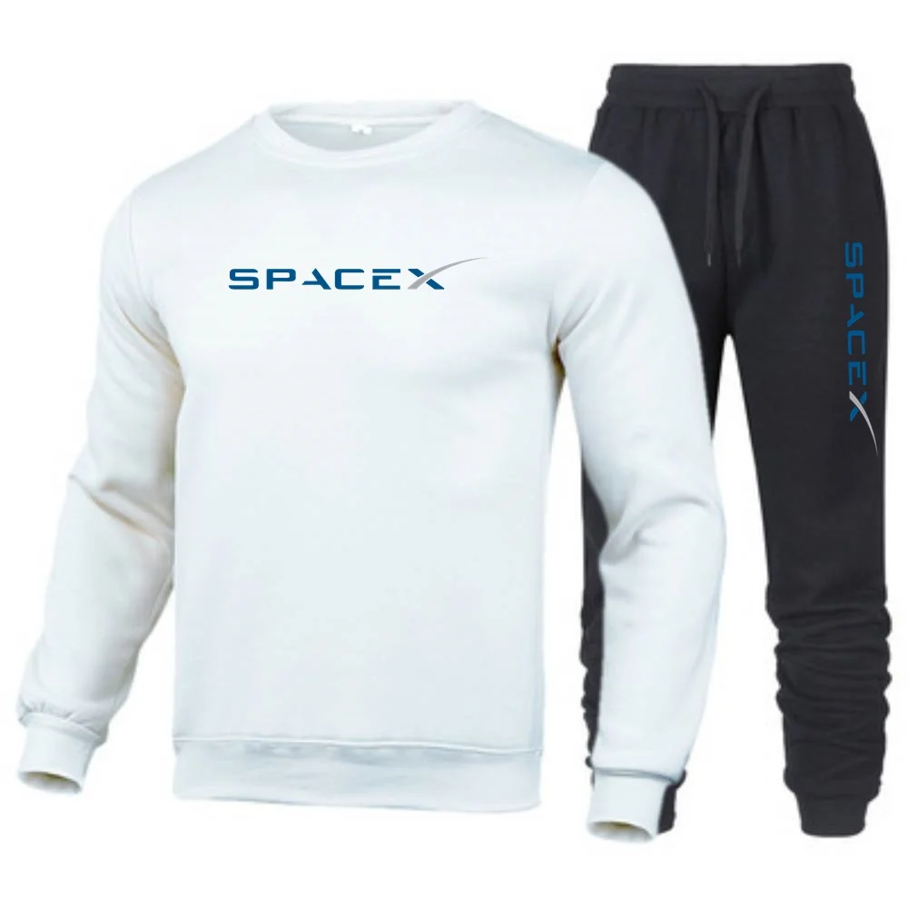 Men Sportswear+Pants Set Pullover Unisex Fleece Sweaters Trousers Outfits SpaceX Expedition ELON MUSK SPACE SCIENCE Tracksuits