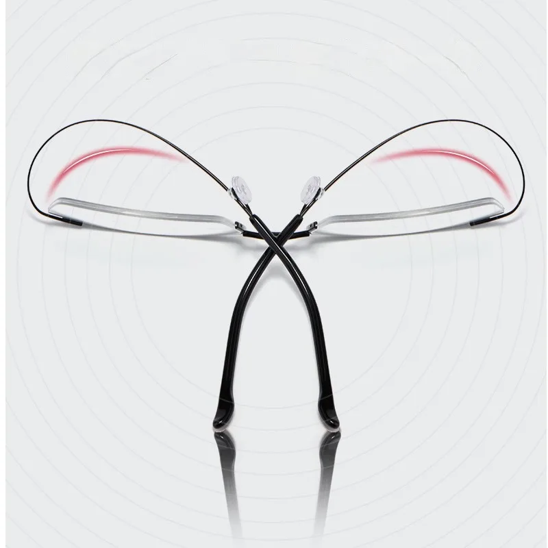 نظارات طبية بصرية نصف إطار للقراءة للرجال خفيفة للغاية ومريحة 100% من التيتانيوم النقي 30004 عدسات مخصصة