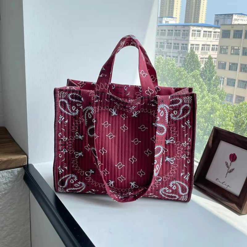 Böhmische Künstlerische Vintage-Blumenmuster-Tragetasche, Damen-Schultertasche, Große Vielseitige Handtasche für Pendeln, Arbeit und Einkaufen – Detail 7