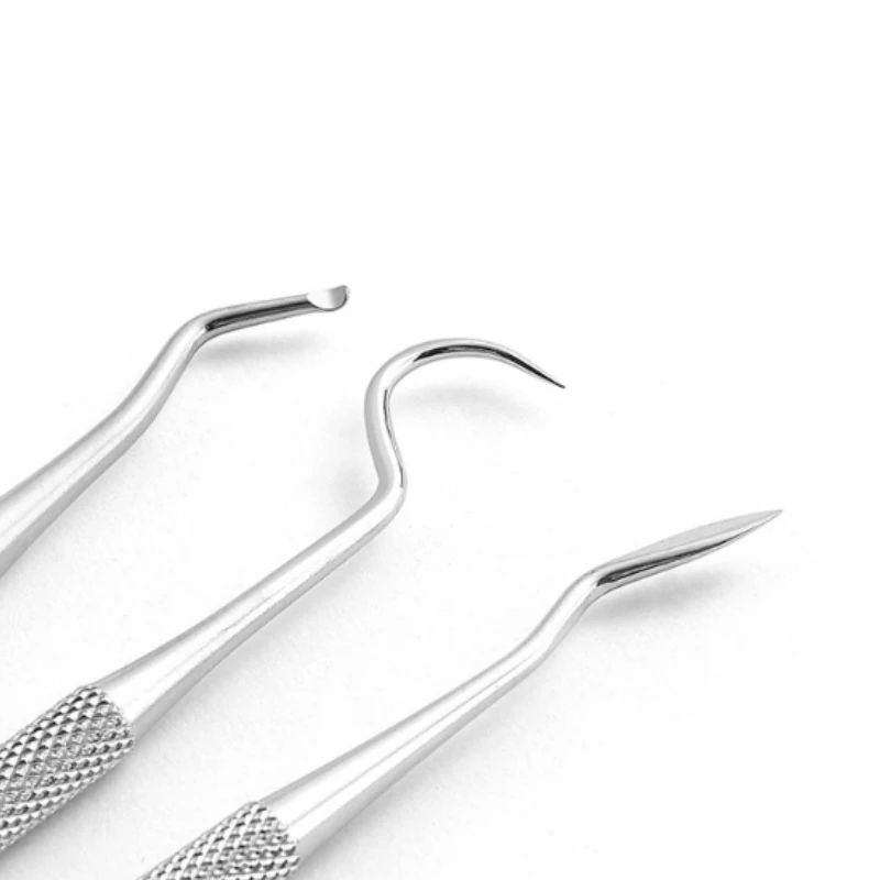 6 قطعة الفولاذ المقاوم للصدأ طبيب الأسنان أدوات نظيفة الفم مرآة مزدوجة ينتهي التحقيق الملقط مكشطة منظف الأسنان مع حقيبة للتخزين #2