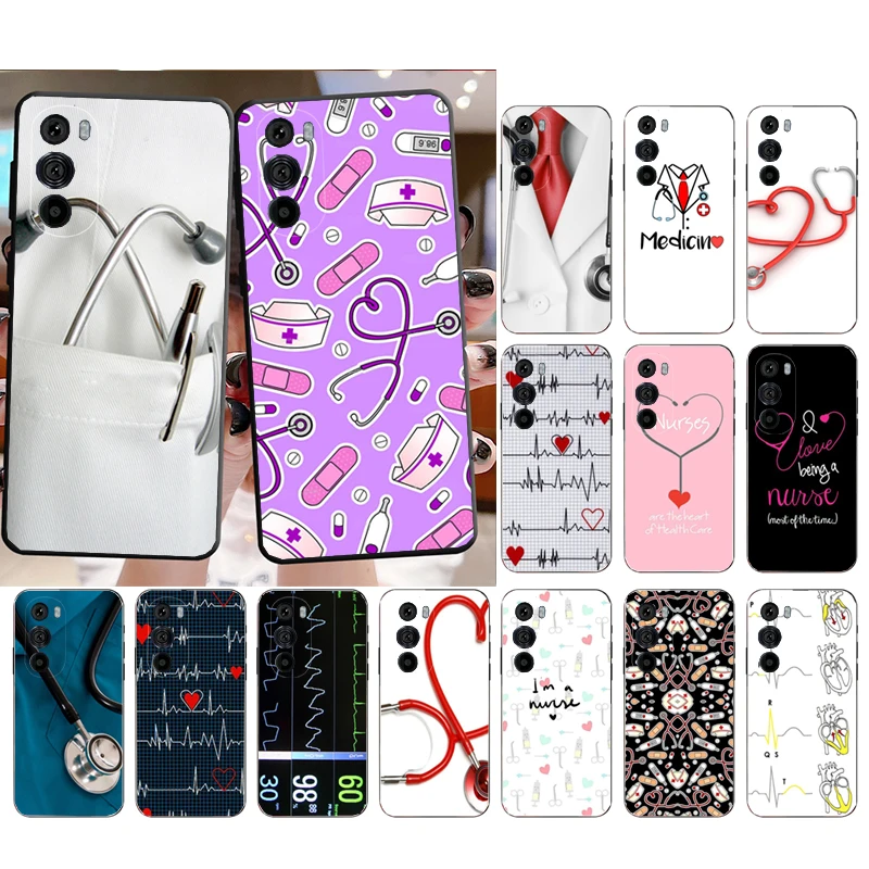 

Phone Case For Motorola Edge 50 40 Pro 60 50 40 30 Ultra Neo Fusion G85 G72 G53 G54 G84 G13 G32 Nurse Medicine Heart Stethoscope