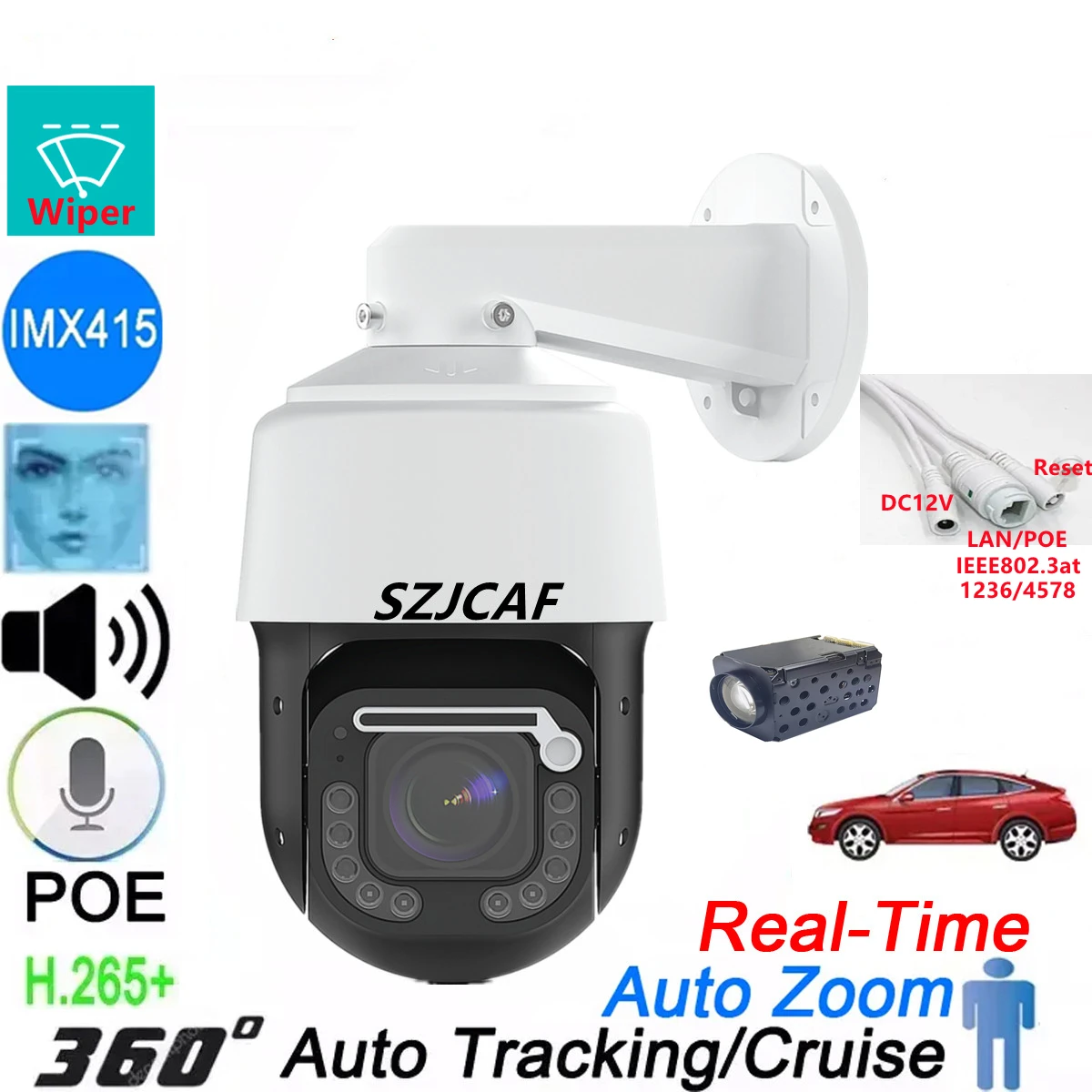 8MP POE Wiper High Speed Dome PTZ Wifi IP Camera Outdoor AI Human Tracking 4K Wireless Camera RTSP 30X Optical Zoom Color Camera