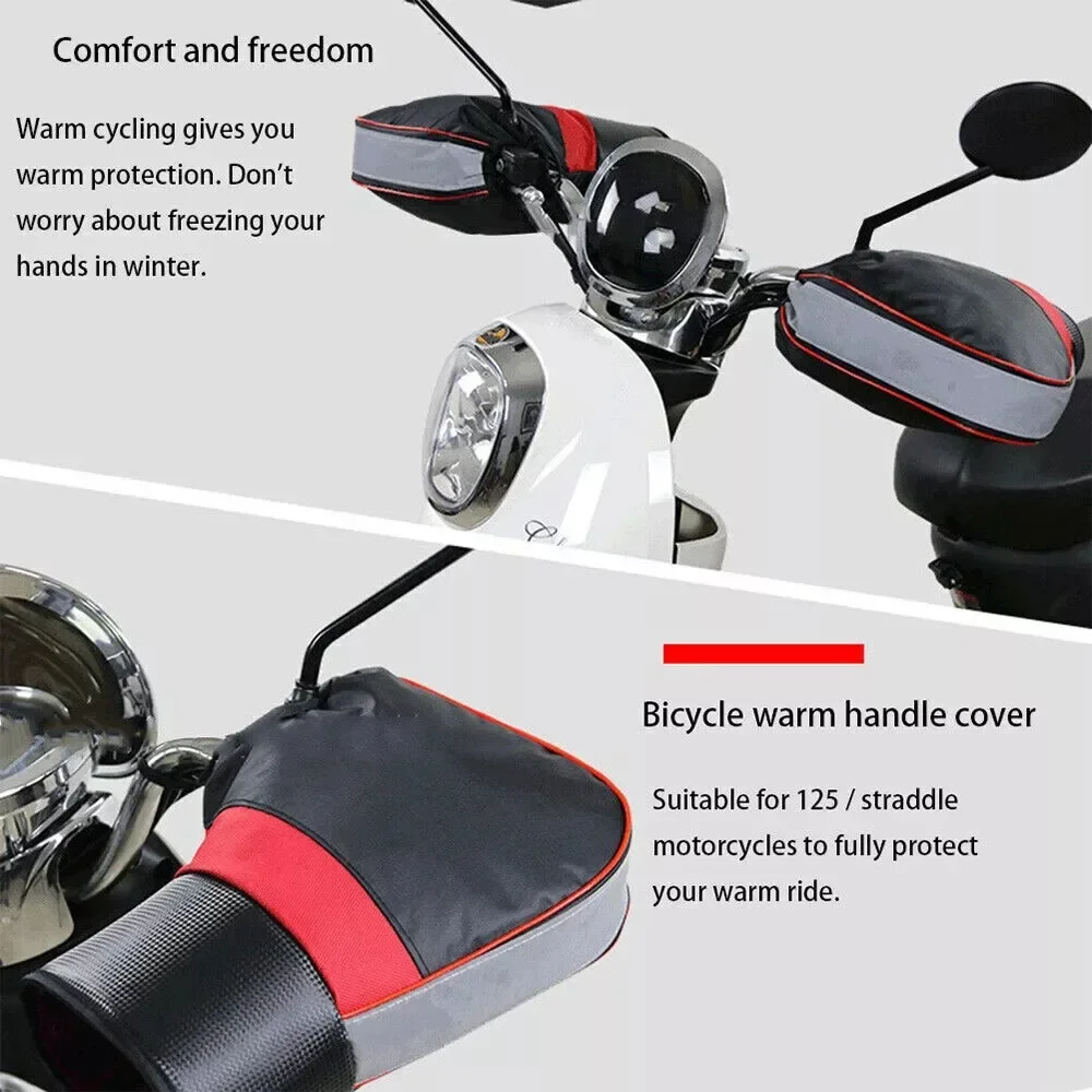 

Thickened Motorcycle Windproof Gloves Cold Protection With Reflective Strips Scooter Warm Handle Muffs Waterproof