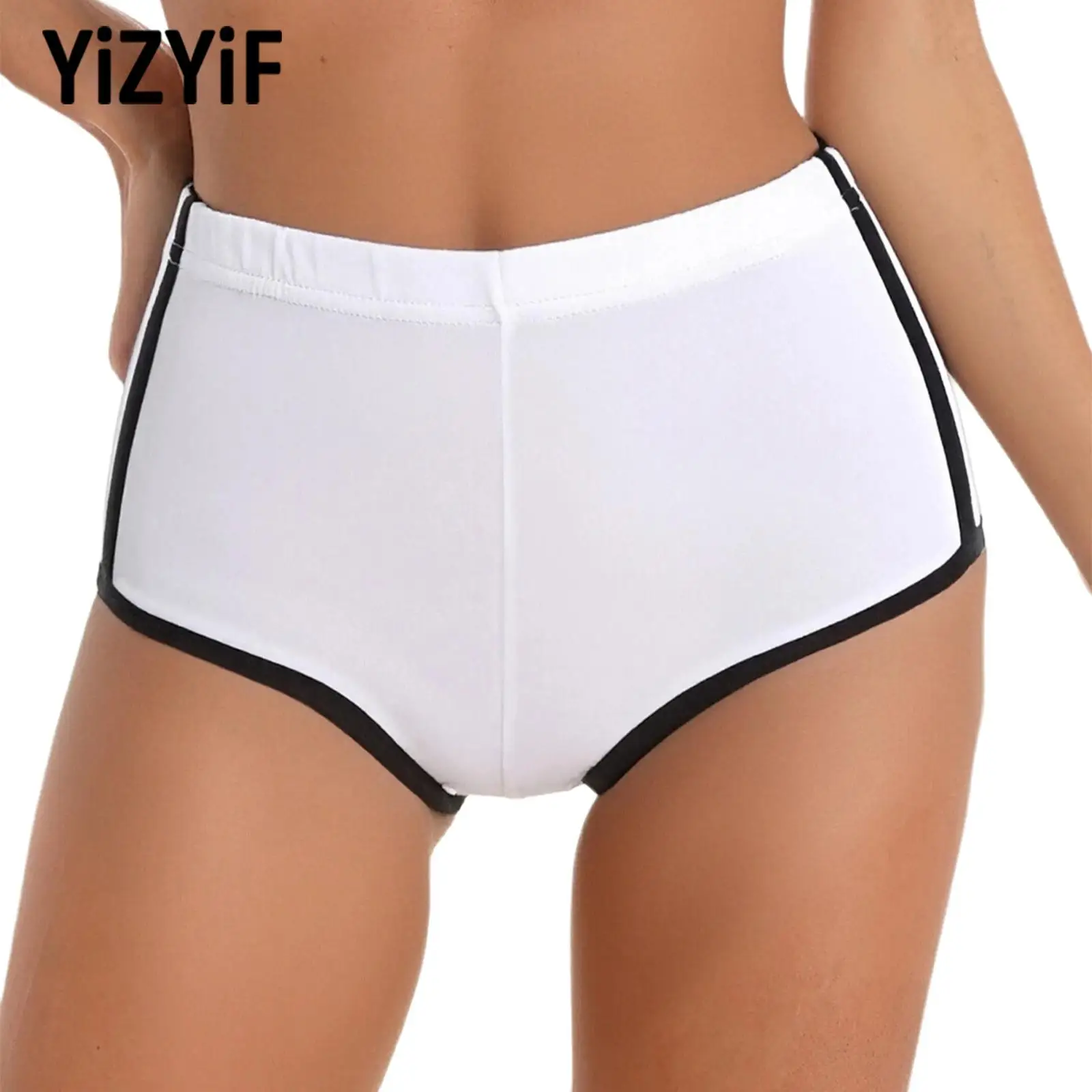 

Gym Shorts Women Fitness Sports Shorts Contrast Color Booty Shorts Stretchy Seamless Hot Pants for Yoga Running Pole Dance Wear