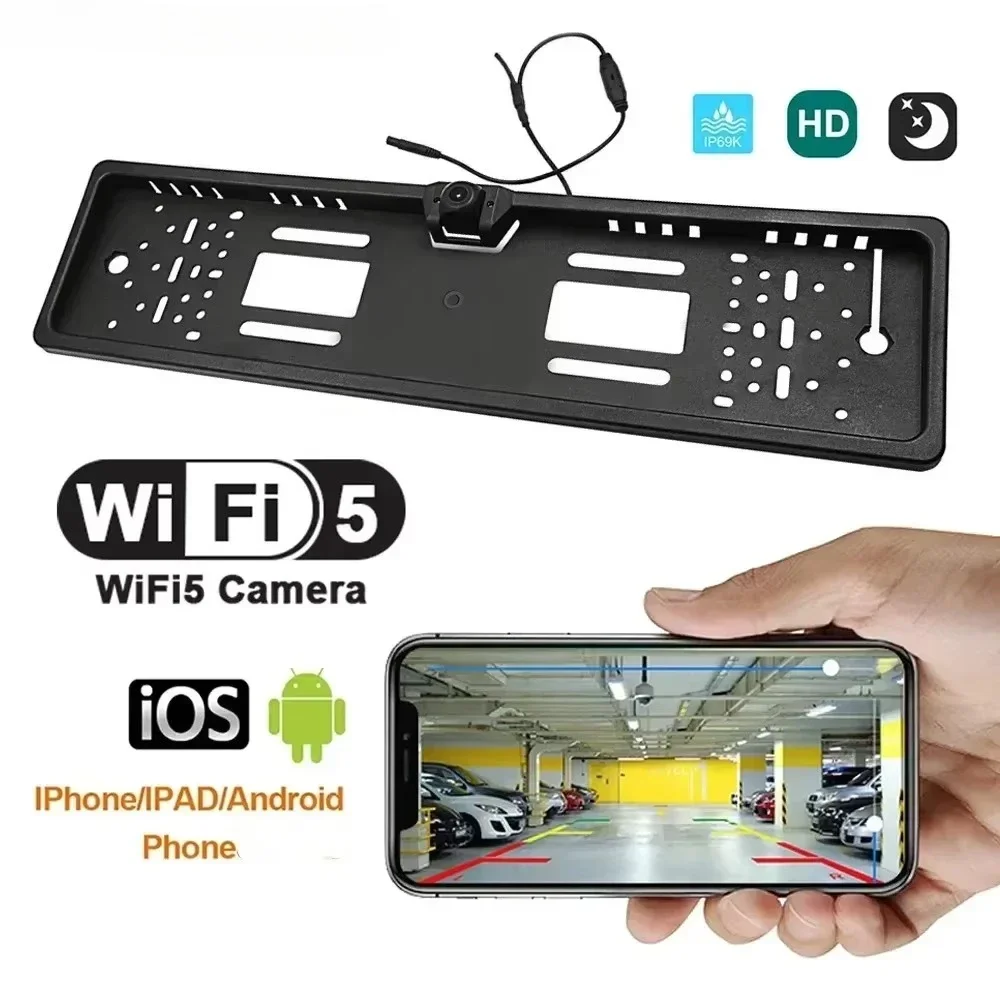 WIFI Auto Rückfahrkamera Europäischen Hängenden Typ FrontView WirelessCar Kennzeichen Rahmen Reverse