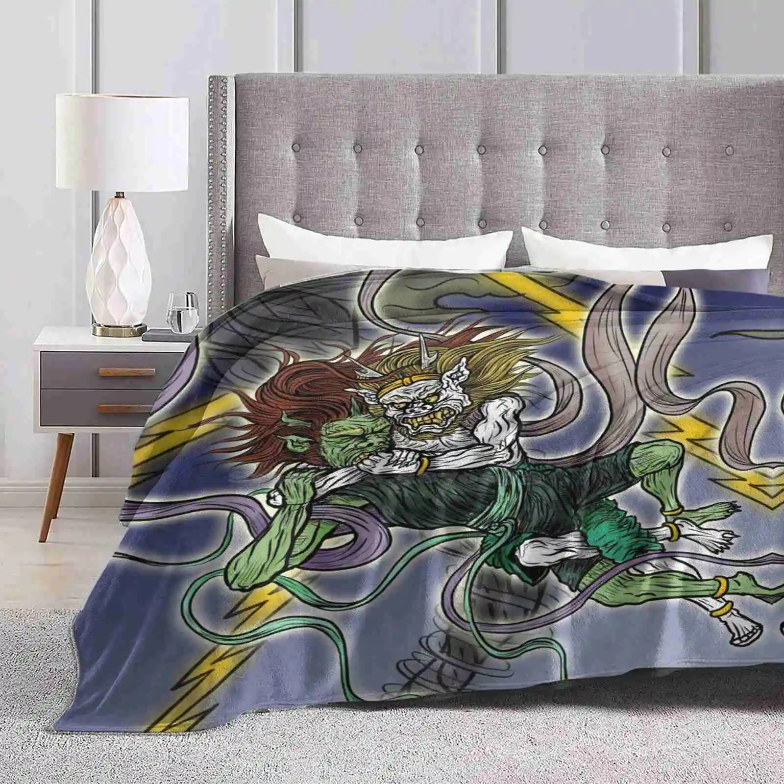 Demonic Twister All Sizes Soft Cover Blanket Home Decor Bedding Twister Japanese Demons Raijin Fujin Bjj Brazilian Jiu Jitsu