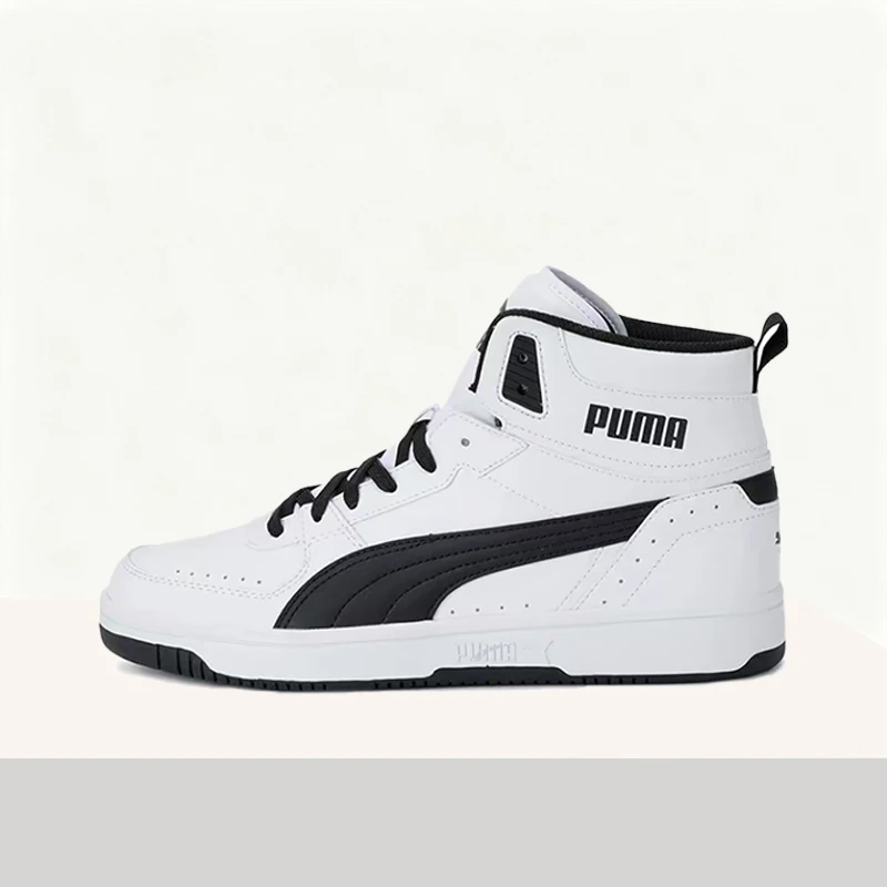 

Puma Rebound Joy Minimalist Black and White Color-Blocked High-Top Comfortable and Durable Unisex Basketball Shoes 374765-02