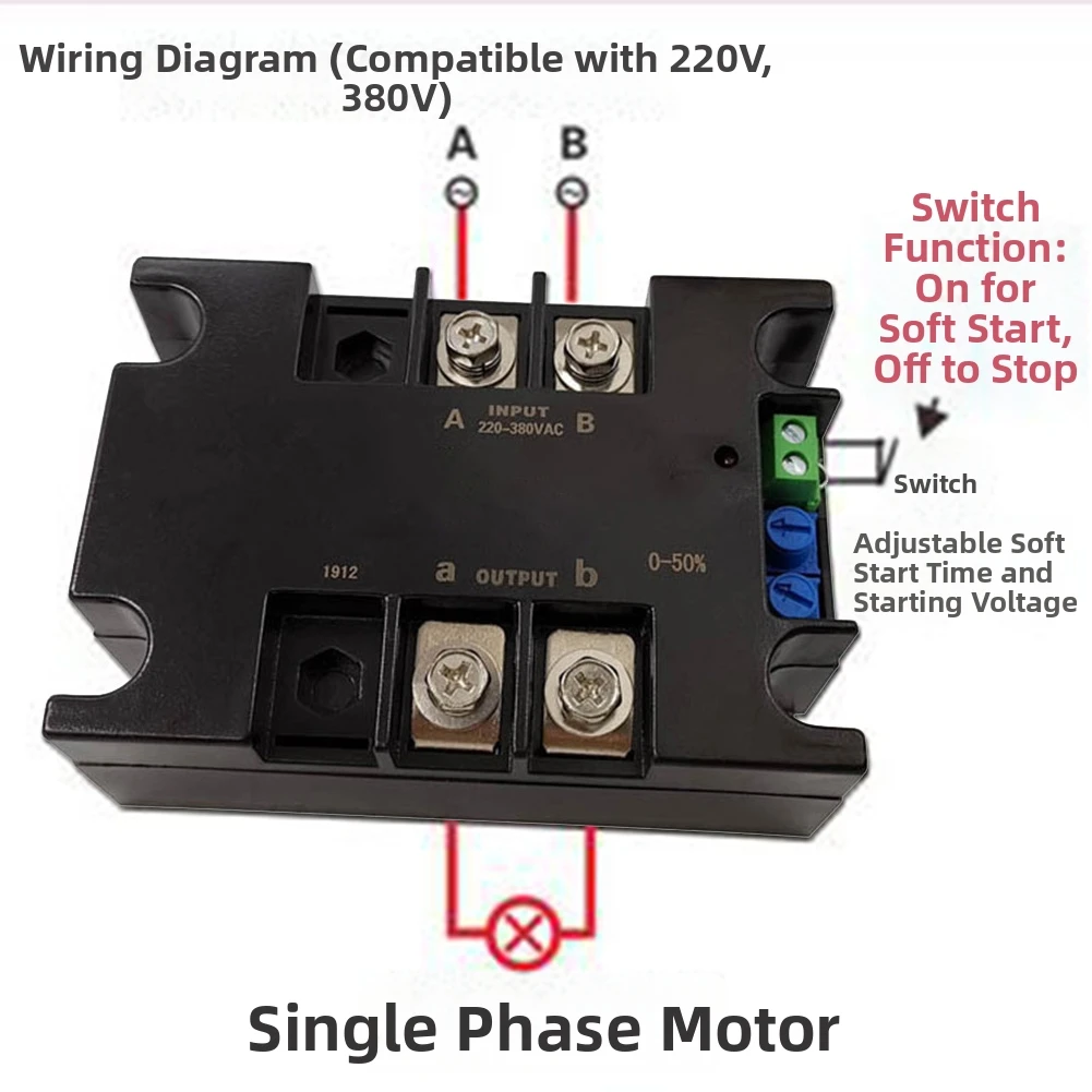 220V Single Phase Motor Soft For Starter Module Adjustable 0-30s For Water Pump For Fan Compressor Belt Conveyor Ball Mill