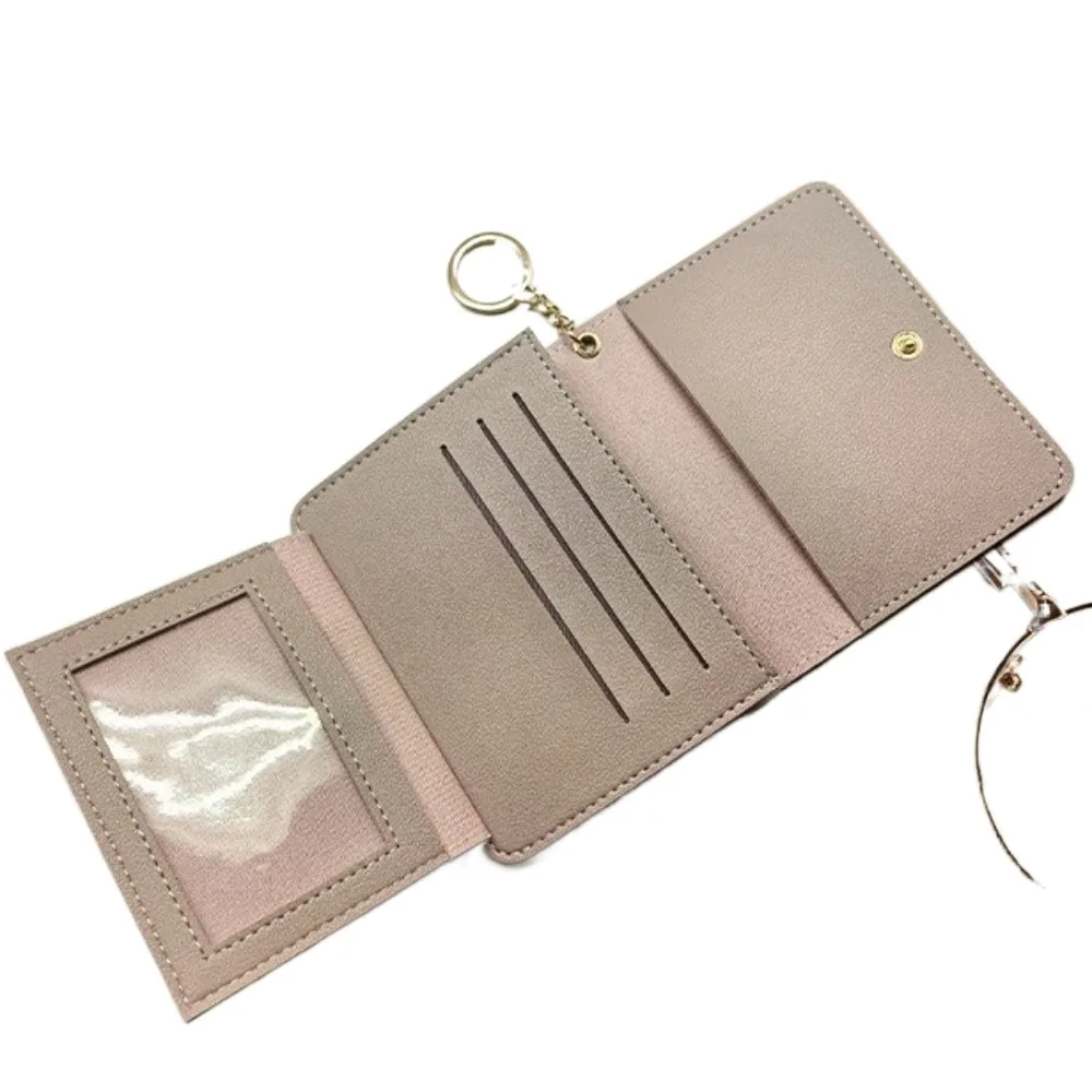 Nova bolsa de moedas tripla portátil multifuncional titular do cartão de crédito mini carteiras menina