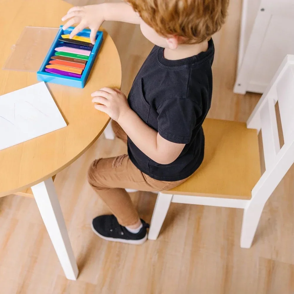 Table ronde en bois et 2 chaises pour enfants, ensemble de meubles, chaise et table, salle de jeux, tout-petit et enfants, activité