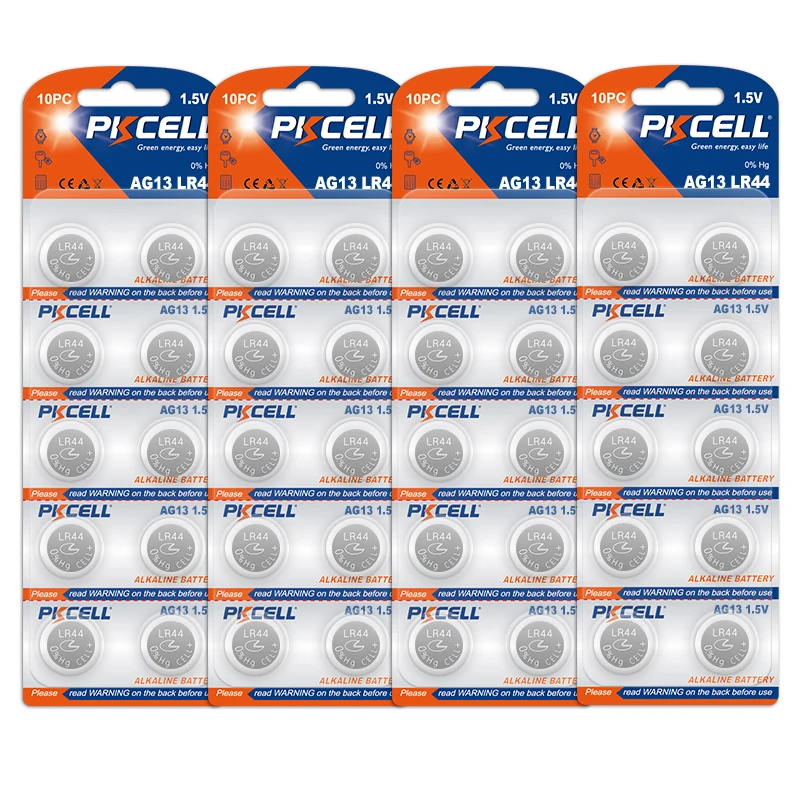 100PC PKCELL AG13 LR44 357A S76E G13 pila de botón 1,5 V alcalina para calculadora termómetro eléctrico