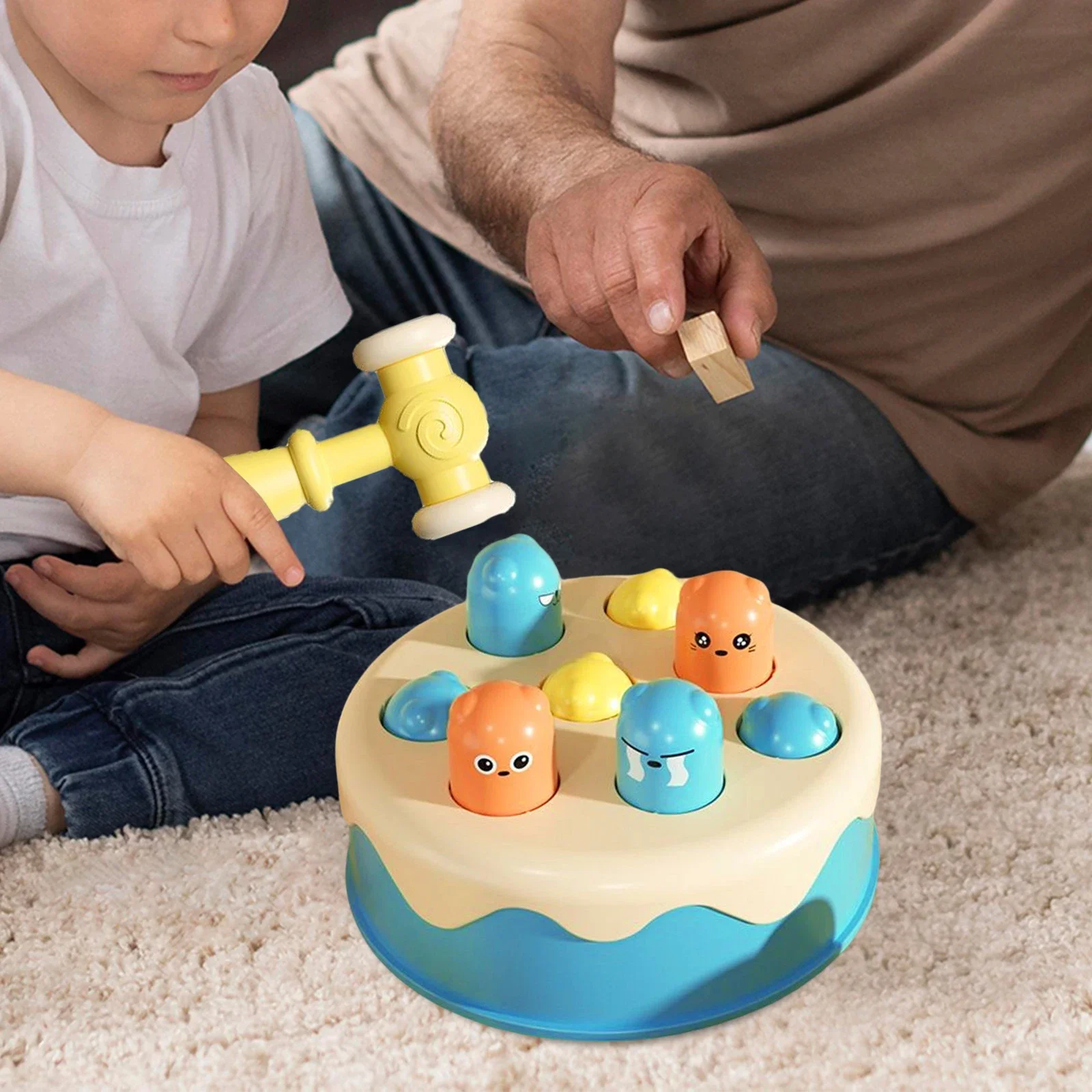 Hamster Pounding Game Puzzle Toy Baby Whack-a-mole with Hammer Interactive Educational Toddler Toys Hand Eye Coordination